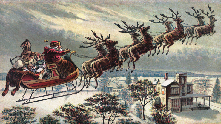 Santa Claus and reindeer