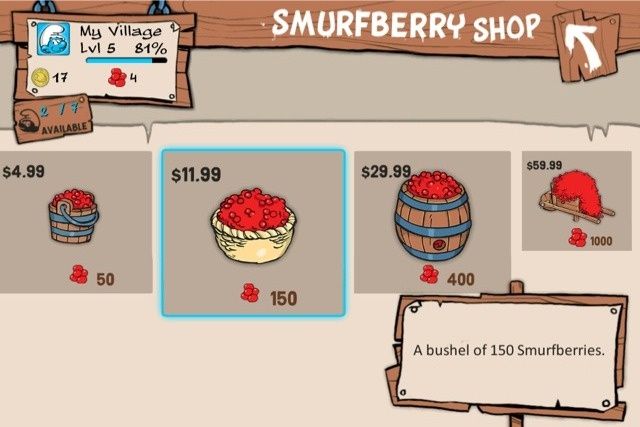 Buying smurfberries in Smurfs' Village