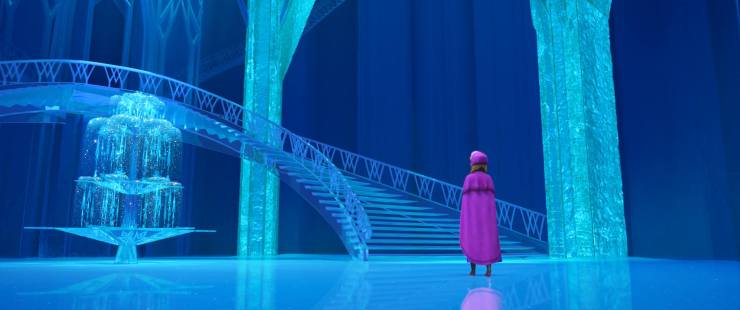 Elsa alone in her ice castle