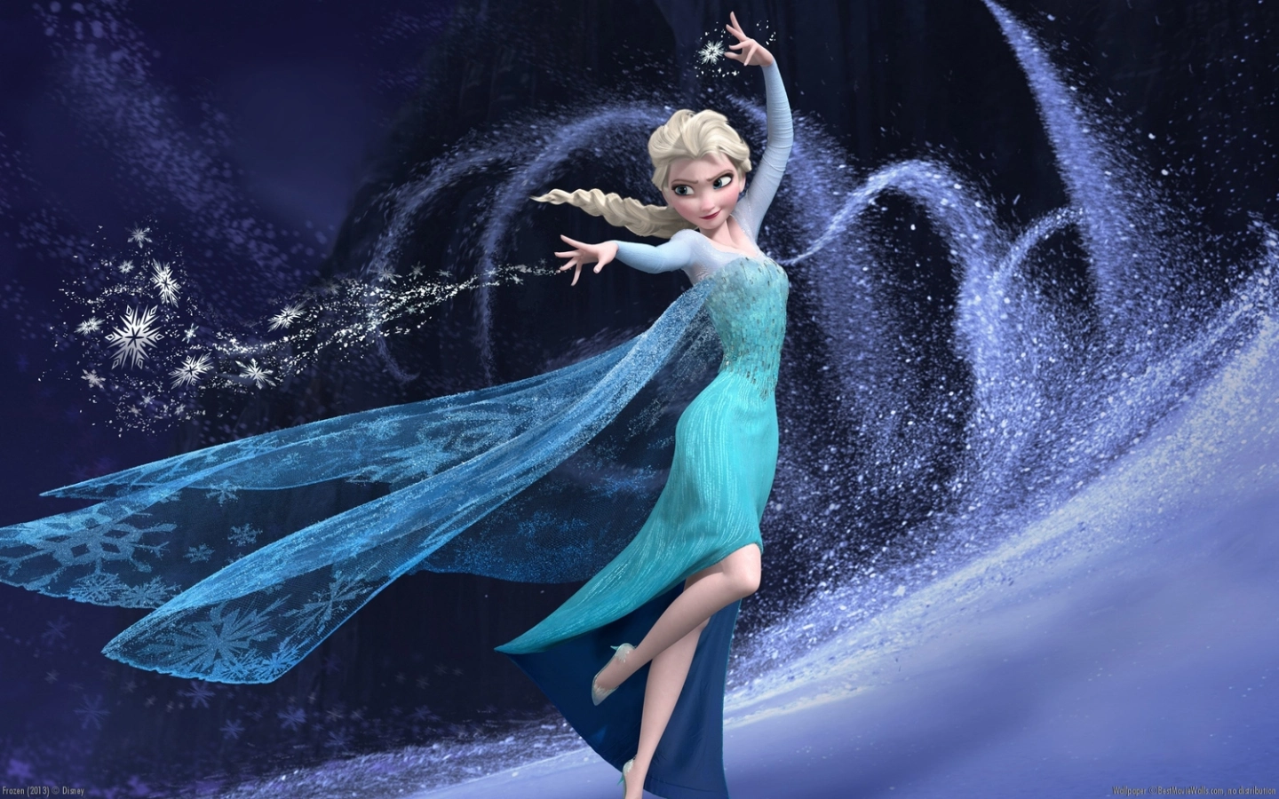 Elsa sings "Let It Go" in Frozen