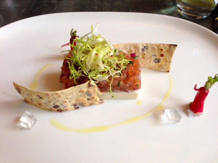 Salmon terrine with white chocolate horseradish at Rabot 1745