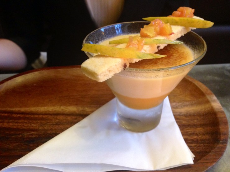 Creme brulee with mango puree at Rabot 1745